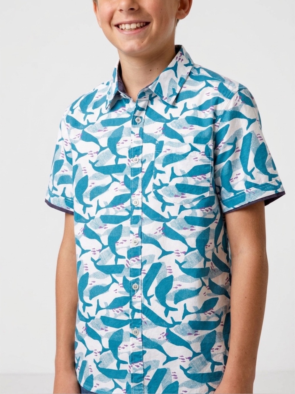 Ditch Plains Shirt NEW Boys Youth Large L 14/16 Modern Whale Print Short Sleeve